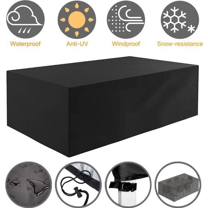 Housse de Meuble - 242x162x100cm, Housse Salon de Jardin Imperméable Housse de Protection 420D Tissu Oxford Anti-Vent/Pluie/UV/Pouss