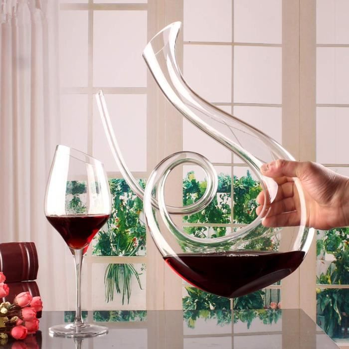 Carafe Décanter en cristal 1500 ml en forme d'escargot pour vin rouge - carafe vin soufflé à la main Style italien Sans plomb Haute