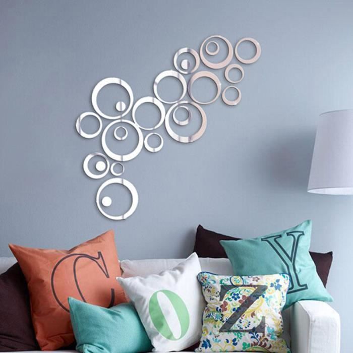 Amovible 3D Moderne Effet Miroir Mur Autocollant Cercle Anneau DIY Art Design Accueil Chambre À Coucher Salon Canapé Décor Stickers