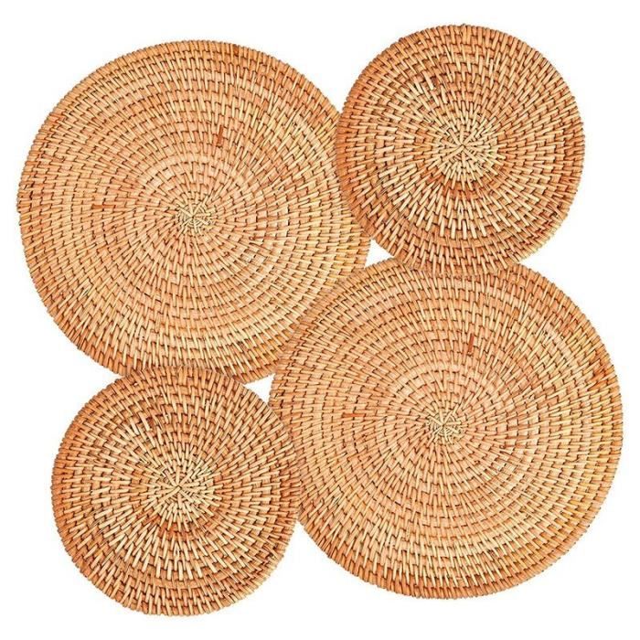 Lot de 4 sous verres en rotin tissés à la main, dessous de plat tissé pour plats chauds, assiettes, tasses, porte Pot pour Tab SGP