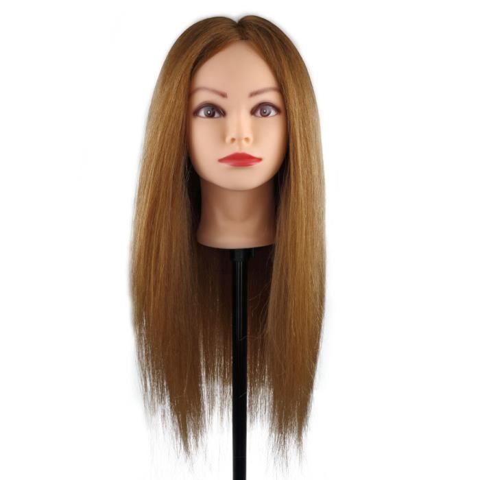Tête d'apprentissage Tête à Coiffer La Formation Cosmétologie Mannequin Head 26 inch 95% Vrais Cheveux Humains