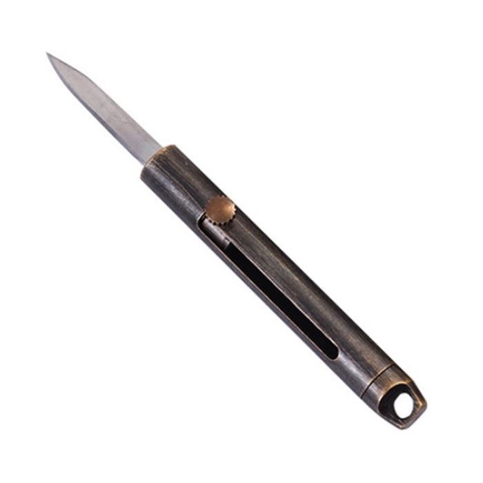 DAMILY® Couteau pliant mini canif multifonction en laiton porte-clés protection