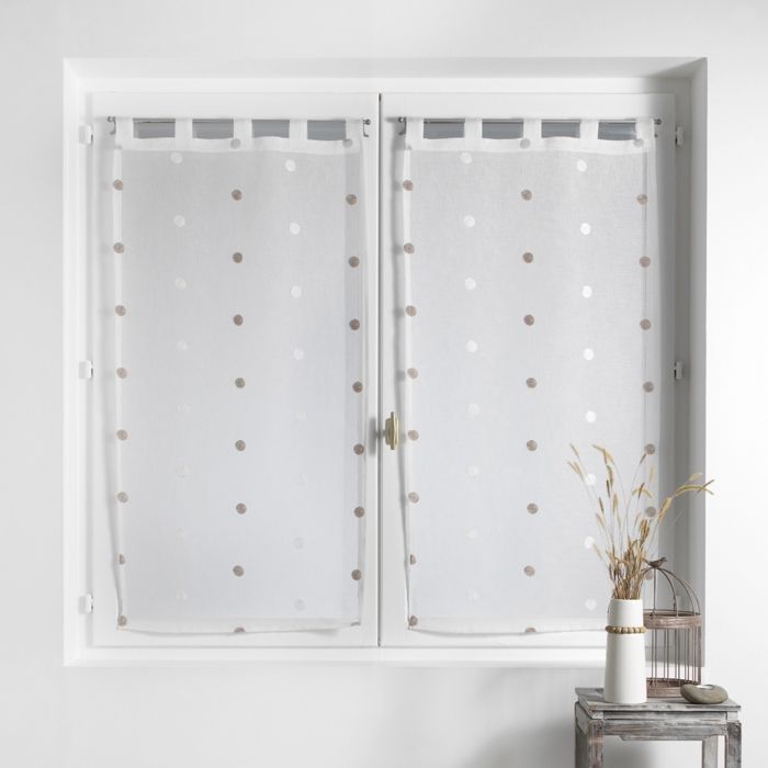 CDaffaires Paire droite passants 2 x 60 x 120 cm voile sable brode lorna Blanc