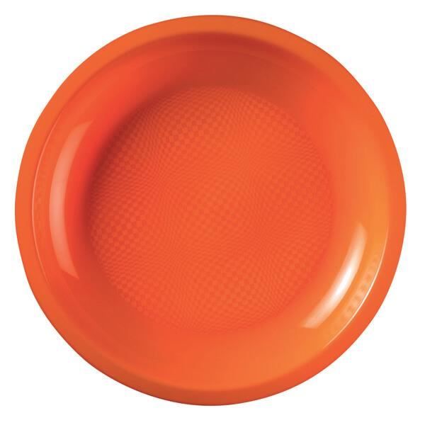 Assiette plate et ronde orange incassable 22cm (x10) REF/52750