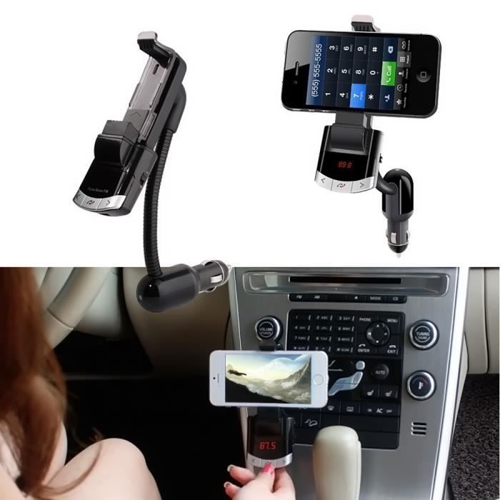 Gosear® Support de téléphone Kit de voiture Bluetooth 2.1 émetteur FM Lecteur MP3 pour téléphone intelligent