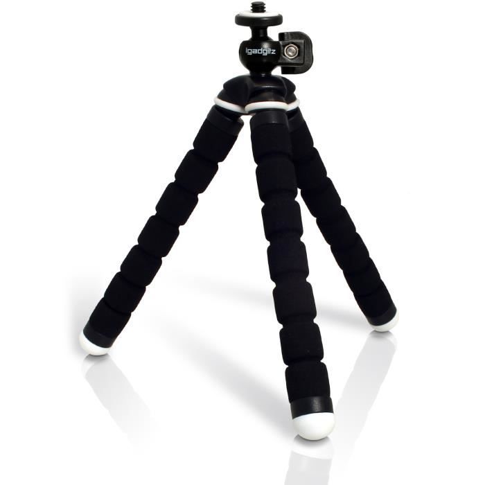 igadgitz Mini Trépied de Table Flexible Léger Petite Taille Universel pour Appareil Photo Reflex DSLR SLR – Noir