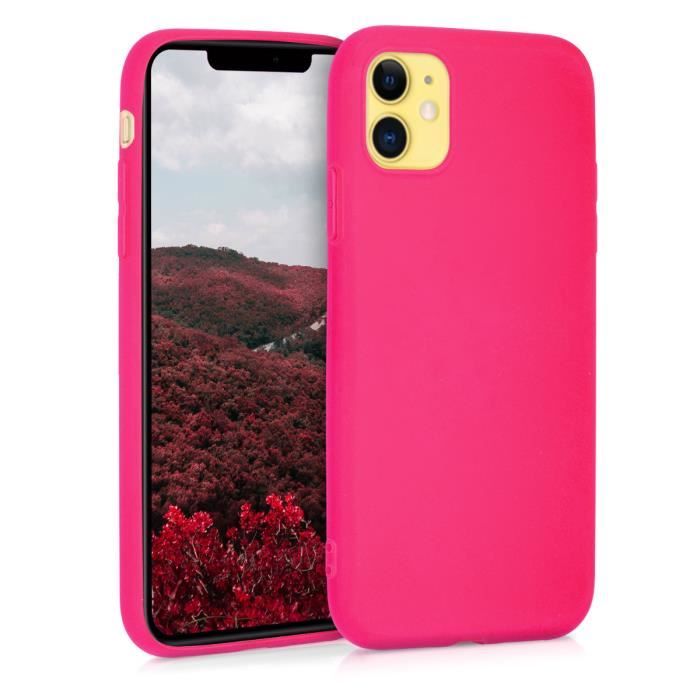 kwmobile Coque Compatible avec Apple iPhone 11 - Housse Protectrice pour Téléphone en Silicone rose fluo
