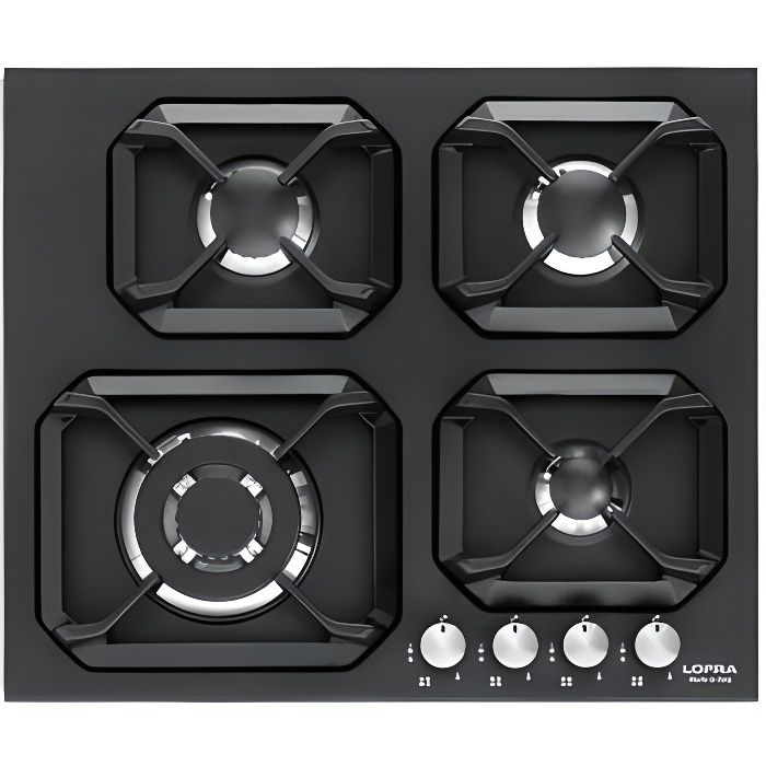 LOFRA HLNM6G0 Uranus 60 noir plaque de cuisson valved 60CM 60CM FINISH - EDGE MATT BLACK - 4 brûleurs à gaz vannes CU