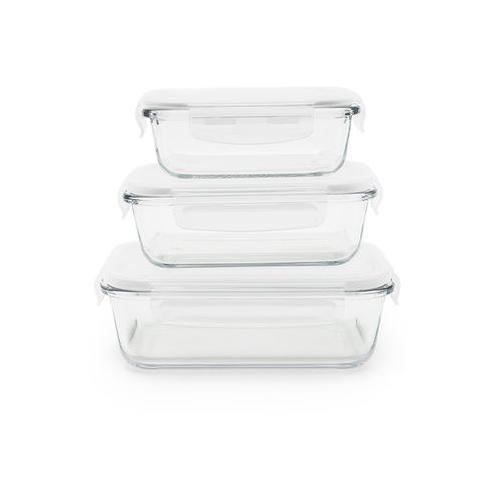 Pebbly SET DE 3 PLATS/ BOITES DE CONSERVATION EN VERRE - 3760132812267