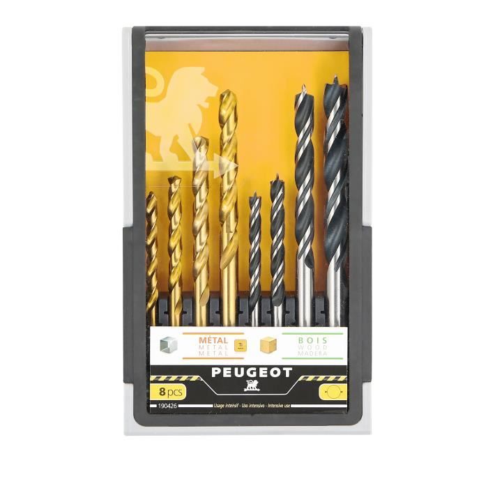 PEUGEOT Coffret mixte bois métal perçage - 8 pièces - Usage intensif