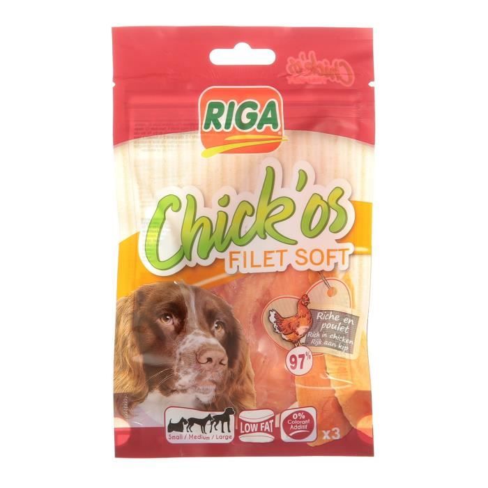 RIGA Chick'os Filet de poulet Soft Friandises pour chien - Sachet 80 g