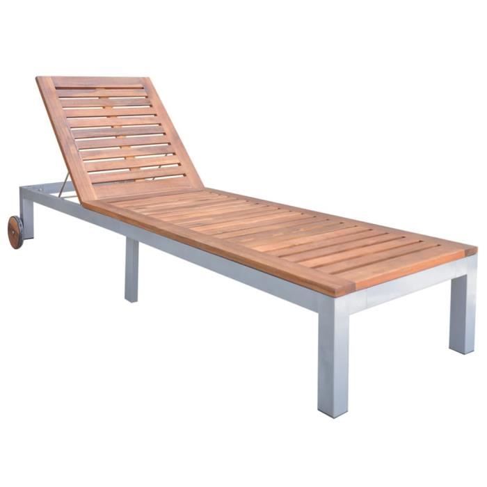 Chaise longue Bois d'acacia solide-FAR