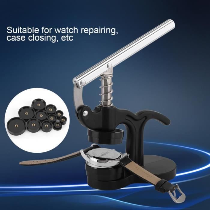 Pressse de montre Outil de réparation de montre Press Set avec 12 meurt noir