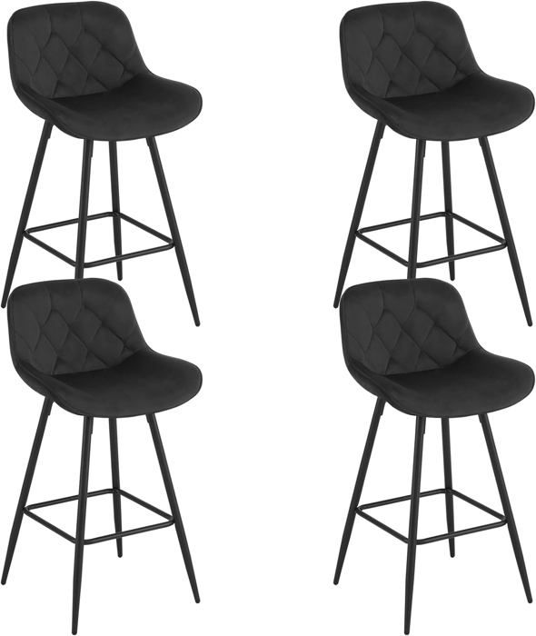 Lot De 2 Tabouret De Bar-Tabouret De Comptoir Avec Dossier Et Repose-En Similicuir Métal-Anthracite - Tabouret