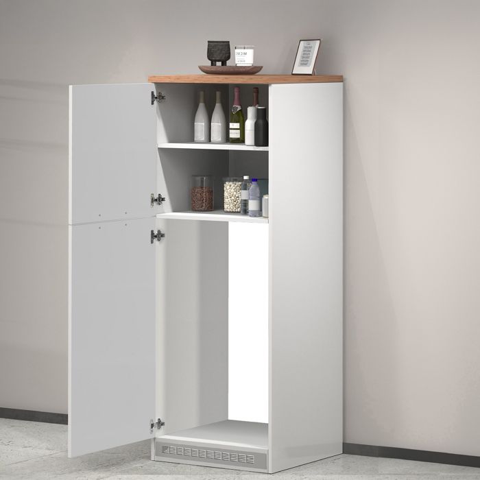 Dmora - Garde-manger Mesarthim 60 x 60 x h 165 cm blanc brillant chêne Panneau effet bois Dmora - Garde-manger Mesarthim 60 x 60 x h 165 cm blanc brillant chêne Panneau effet bois