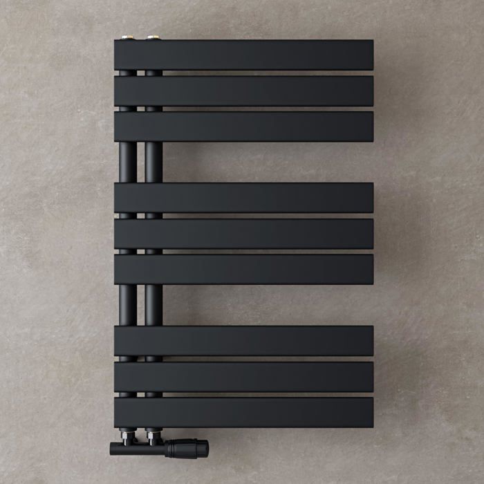 doporro Radiateur de Salle de Bain Sèche-Serviette 76x50cm Radiateur à Eau Chaude ou Électrique Gris Noir Sèche-Serviettes Design