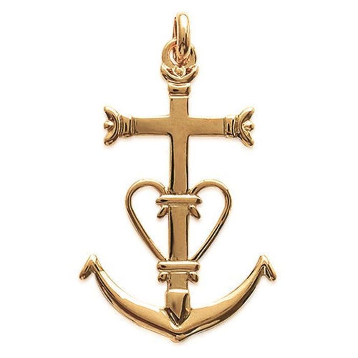 Pendentif croix de Camargue plaqué or 18 carats 750/000 garanti