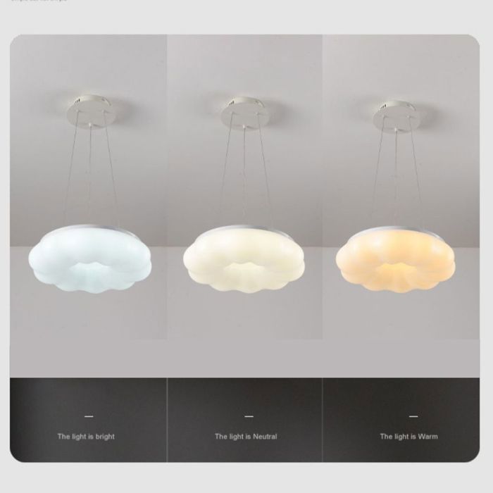 SNOGOLD 2x Suspension Moderne LED Forme de Nuage Lustre 3 Couleurs Dimmable Luminaire en PE Scandinave Lampe Suspendue pour Salon