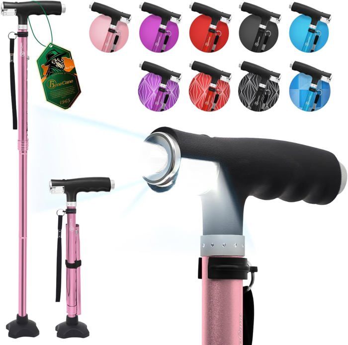 Lot De 2 Cannes De Marche Pliables Réglables En Hauteur - Aluminium Léger - Portables - Capacité 120 Kg