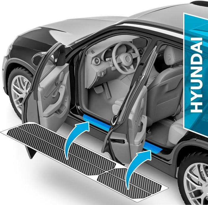 Protections Seuil De Porte En Acier Inoxydable Pour Hyundai Kona II (2023-2024) - Lot De 4, Anti-Rayures, Adhésif 3M