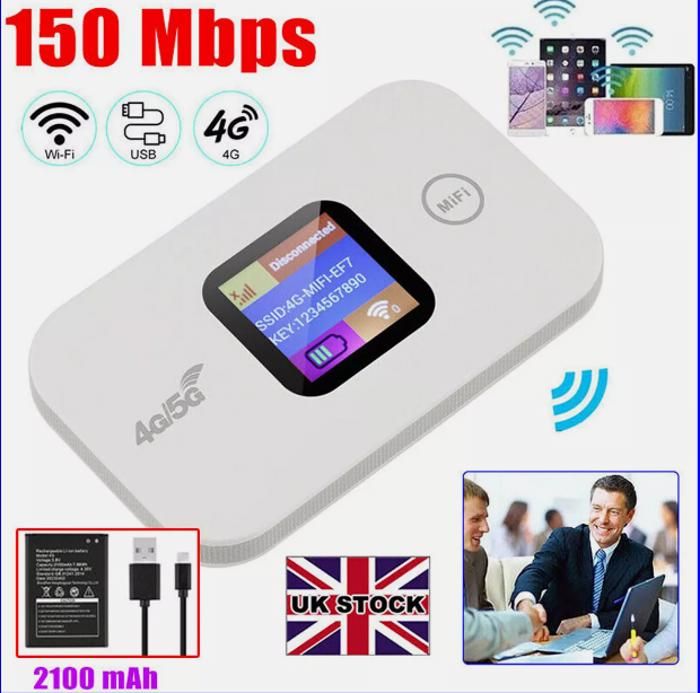 Routeur WiFi sans fil portable 4G/5G LTE Mobile Broadband MIFI LCD Hotspot ~ Royaume-Uni