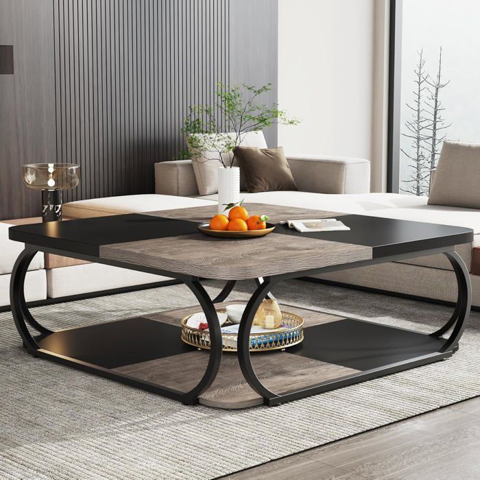 Table D'appoint Design Industriel – 34x30x80 Cm, étagère Réglable, Porte Magnétique, Bois Rustique