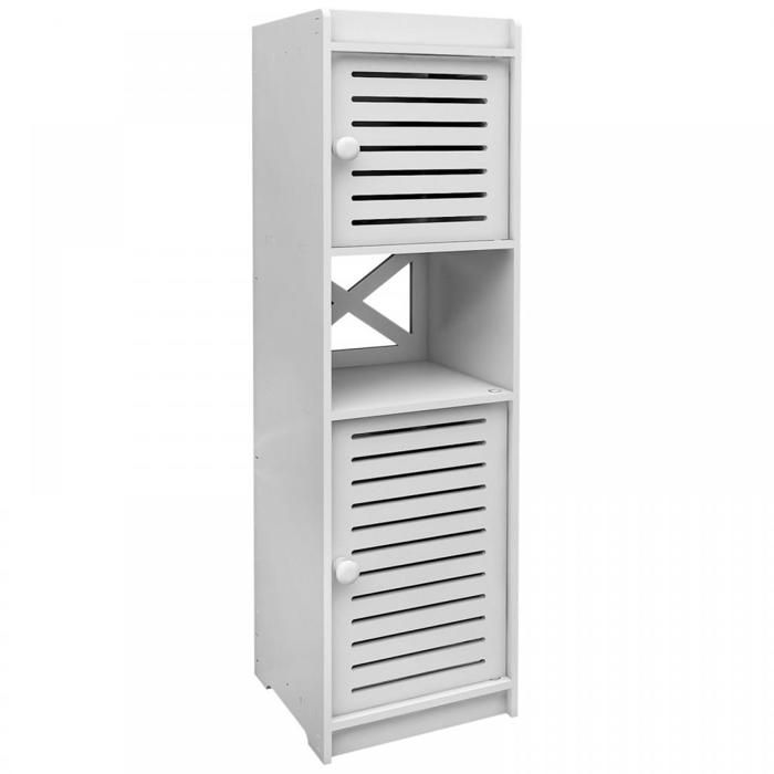 Armoire jolie en PP à 3 compartiments scandinave de rangement de salle de bain - ERROLVES - Blanc - 22*20*75 CM