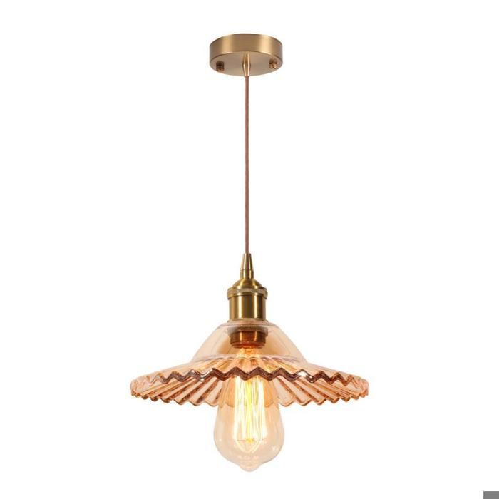 Diday Lustre Suspension VintageLampe Luminaire Industriel en Verre Abat-jour Design Parapluie E27 Plafonnier Rétro pour Salon