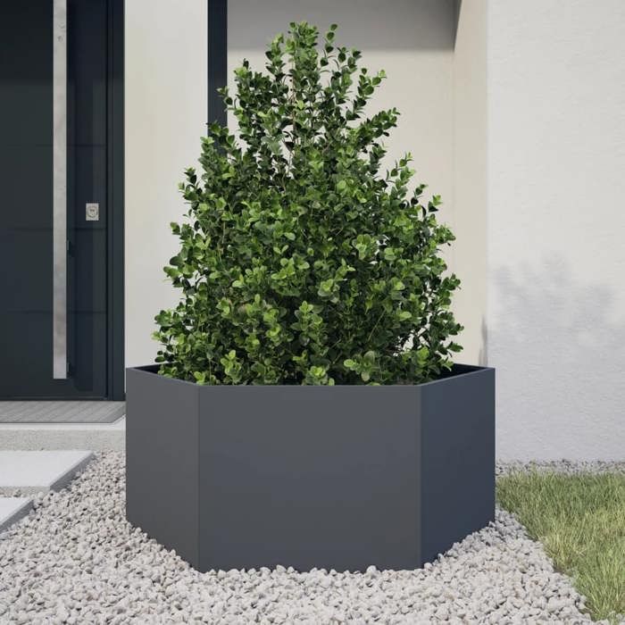 Meilleures Jardinière - SHOP - Pot de fleurs-Bac à fleurs anthracite hexagone 104x90x45 cm acier SSD5103021
