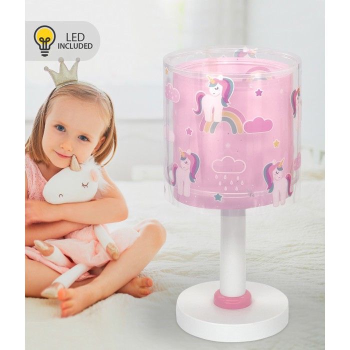 DALBER Lampe de chevet LED Licorne rose pour enfant – veilleuse à poser DALBER Lampe de chevet LED Licorne rose pour enfant – veilleuse à poser