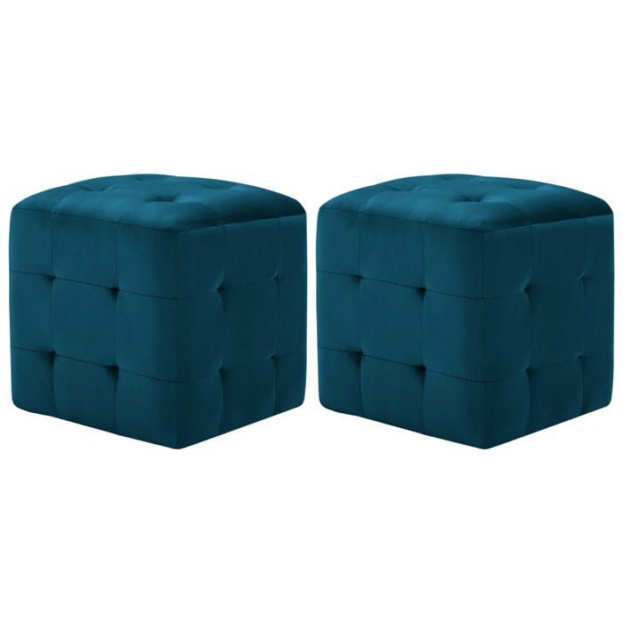 Poufs - vidaXL - 2 pcs - Bleu - Tissu velours - 30 x 30 x 30 cm Poufs - vidaXL - 2 pcs - Bleu - Tissu velours - 30 x 30 x 30 cm