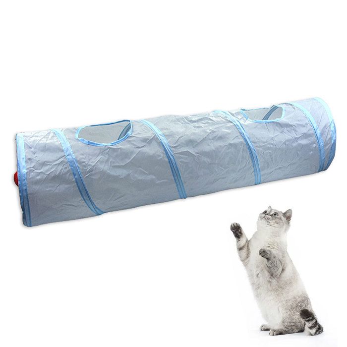 Tunnel pour chat dintérieur pliable et escamotable avec trou dobservation et cachette jouets pour chats avec balle