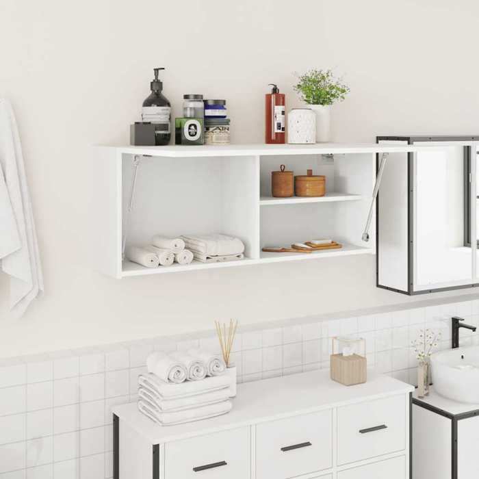 Armoire murale de salle de bain - vidaxl - Blanc - 100x25x40 cm - Bois dingénierie - Capacité 60 kg - Montage requis