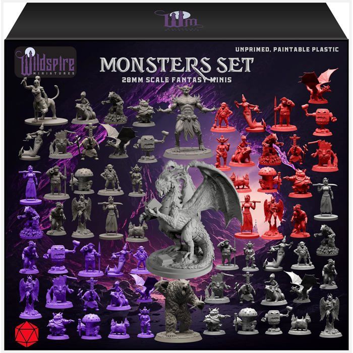 Figurines DND Wildspire Miniatures avec Dragon Énorme - 68 Minis à Peindre