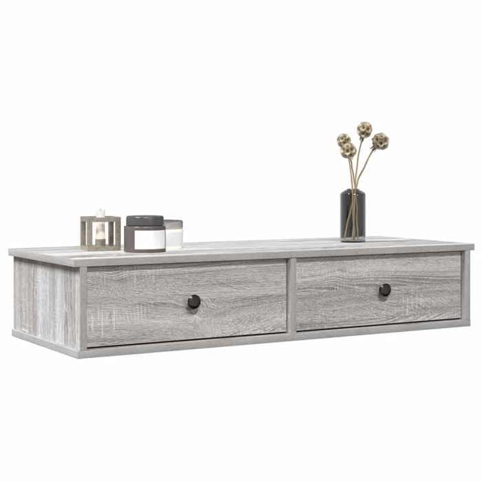 Étagère murale avec tiroirs - vidaXL - Sonoma gris - Bois dingénierie - 100x37 5x19 cm - Tiroirs 46x31 5x15 5 cm