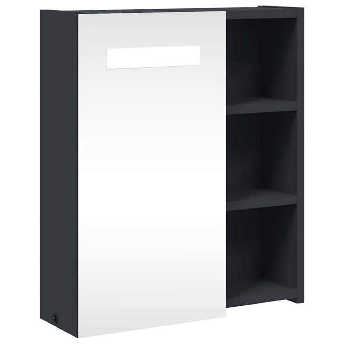 (Sale Season)Cabinet/Armoire Miroir - JILLS - Elégant Design - Meuble de salle de bain à miroir avec LED gris 45x13x52 cm 6486664