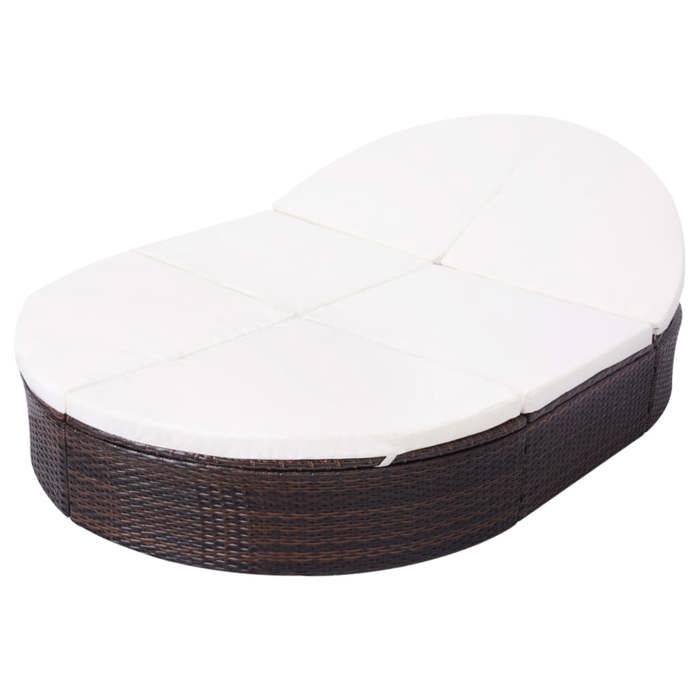 En PromotionLit de repos dextérieur1-personneSHIELD Fauteuil long de piscinearrière-cour avec coussin Résine tressée Marron