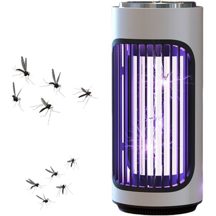 Lampe anti-moustiques UV - Belle commode - Portable - 360° - Insecticide UV électrique - Piège à moustiques - Blanche