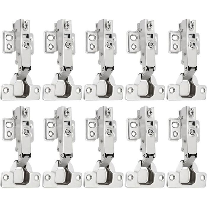 10 pièces Charnieres Porte Placard 110 Degré Complètement Recouvrante Charniere Porte Cuisine avec Amortisseur Intégré Mécanisme