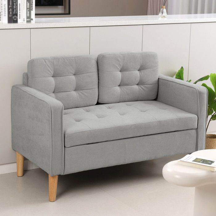 Canapé 2 places avec rangement canapé capitonné canapé double aspect velours pour salon chambre 117 x 62 x 78 cm