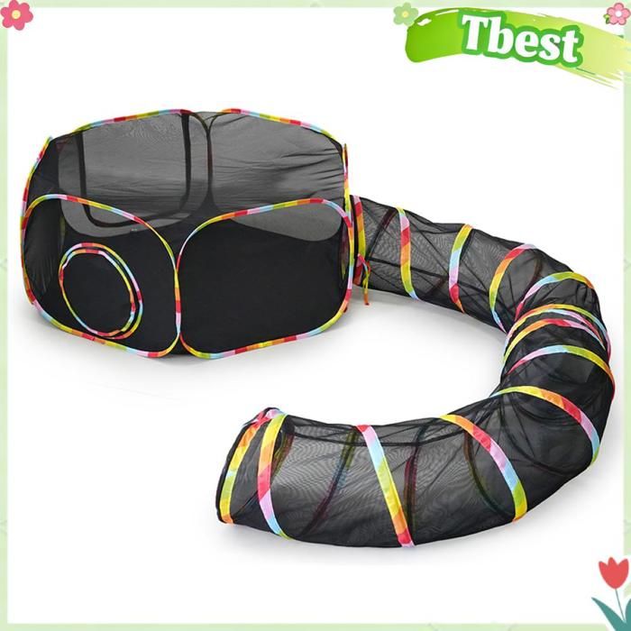 Tbest Enclos dextérieur pour chat Parc pour animaux de compagnie pliable enclos pour chat dextérieur avec animalerie kit Noir