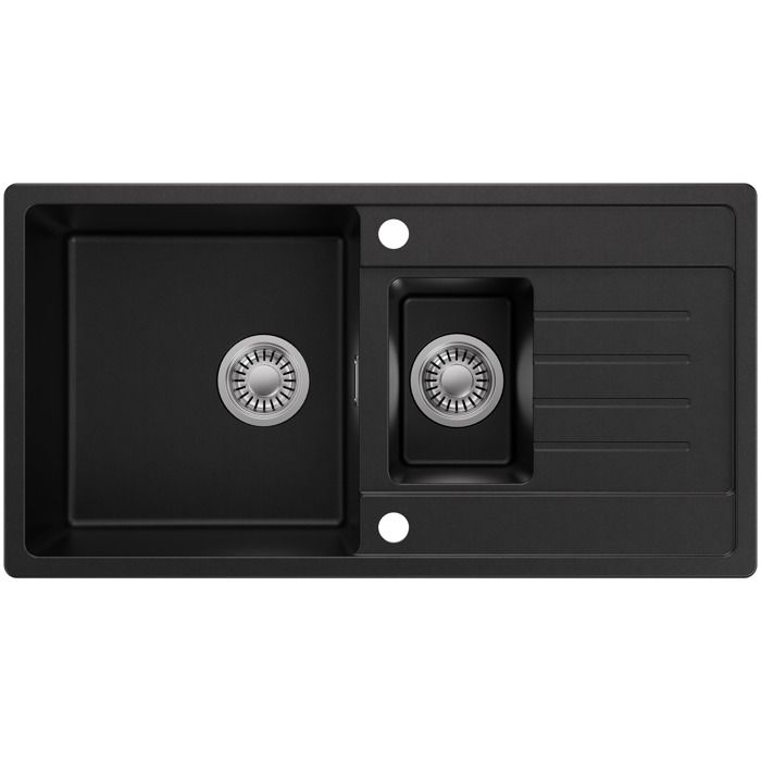 Évier 1 5 bac - CECIPA MAX - 86x45cm - Granit - Noir - Égouttoir réversible