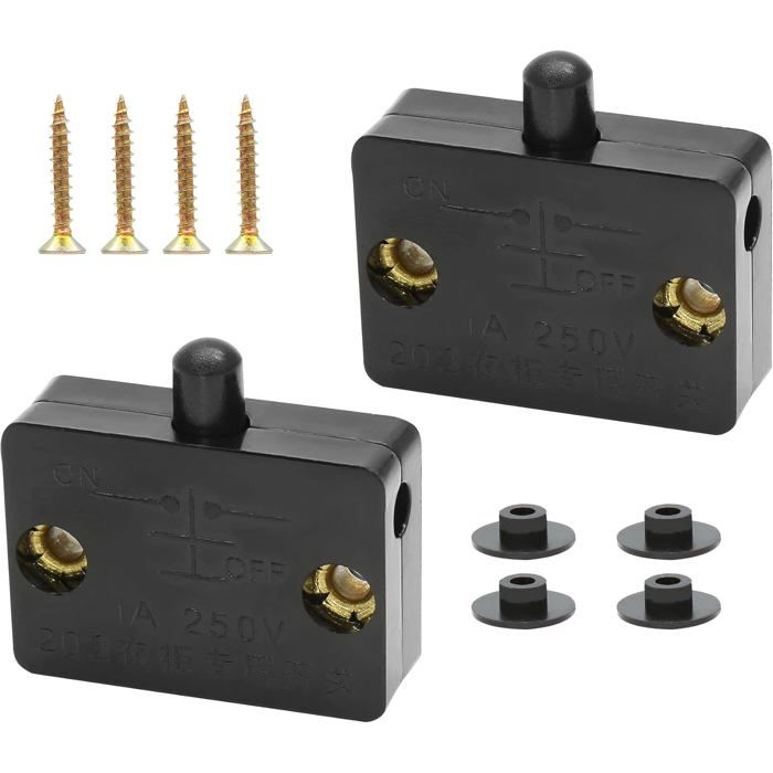 Interrupteur De Porte Pour Placard 2Pcs Contacteur Automatique Lumière Armoire Noir 12V 24V 110V 1A 250V Pour LED