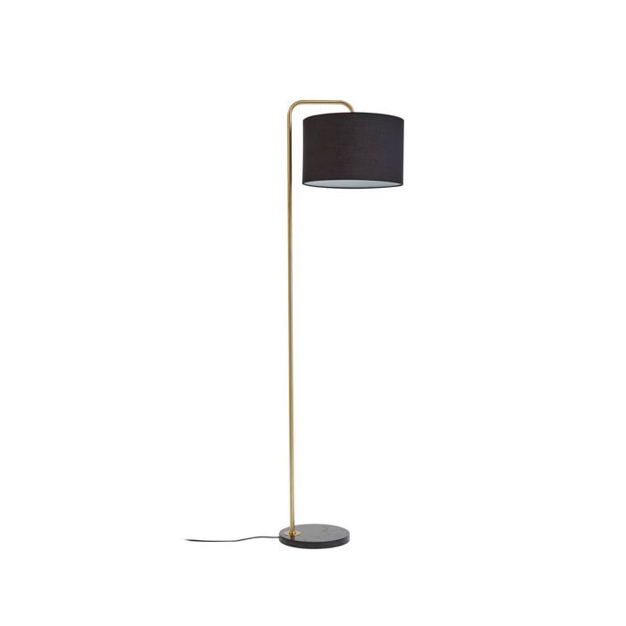 Lampadaire salon - Lindby - lampe sur pied - Tissu textile Marbre - noir doré