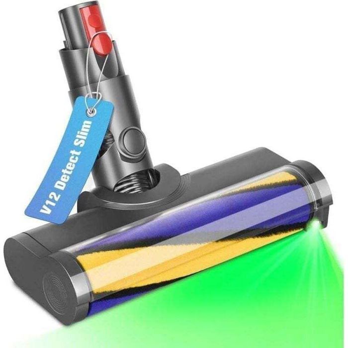 Tête brosse aspirateur Dyson - Lumière LED intégrée Flexibilité rotative - Nettoyage sols durs - Compatible V12