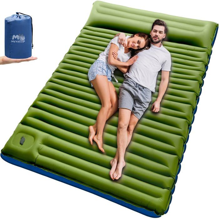 Matelas Isolant Double Camping Ultra Léger Tapis Gonflable Compact Avec Pompe À Pied Pour Randonnée Et Voyage