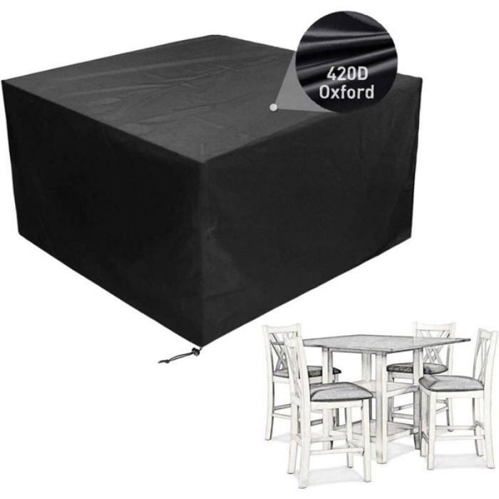 1 Housse de protection Tissu Oxford 420D Imperméable Résistant aux UV Pour table et chaise de jardin carrée .