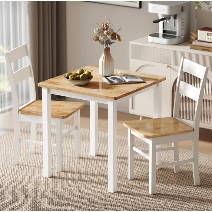 Maisentiel Lot de 2 chaises de cuisine en bois d’hévéa dossier à barreaux blanches