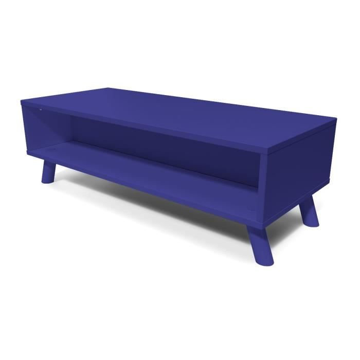 table basse scandinave rectangulaire viking bois - abc meubles - bleu foncé - 120 cm - moderne - verni