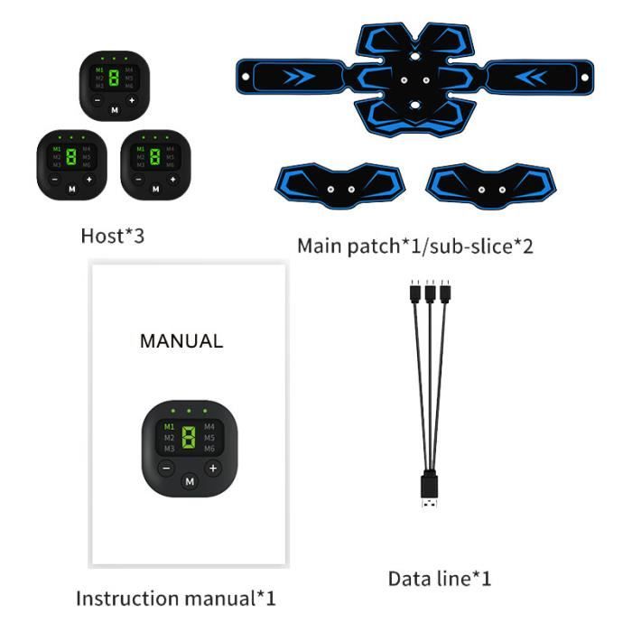 Ceinture EMS Abdominale électronique - Stimulateur Musculaire Fitness - Noir Rechargeable